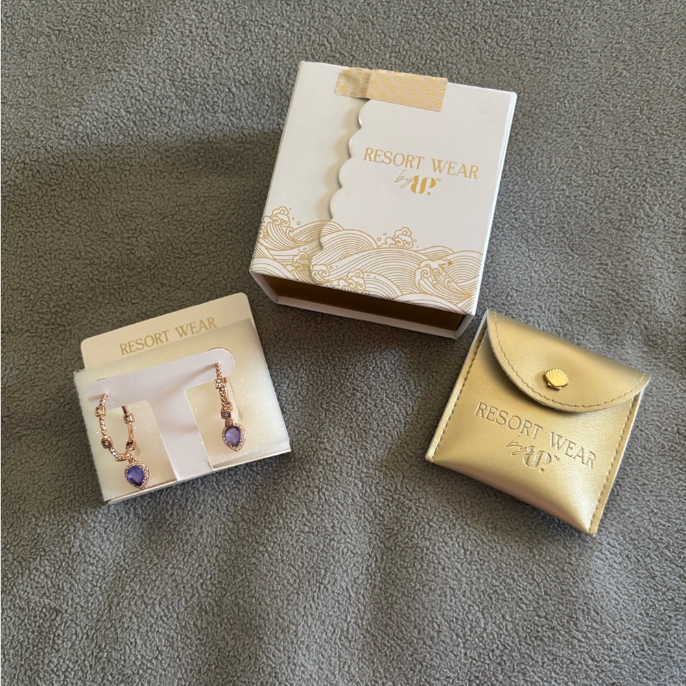 Resort Wear Rose Gold and Purple Earrings